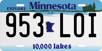 MN license plate 953LOI