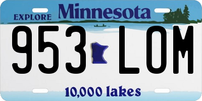 MN license plate 953LOM
