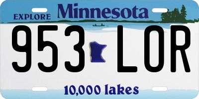 MN license plate 953LOR
