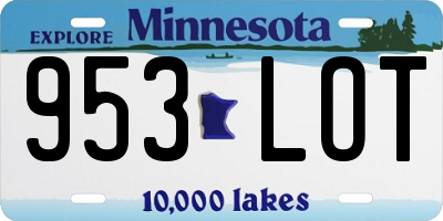 MN license plate 953LOT