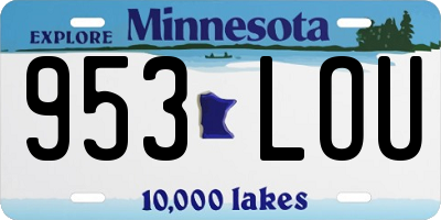 MN license plate 953LOU