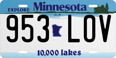 MN license plate 953LOV