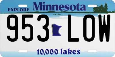 MN license plate 953LOW