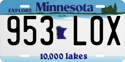 MN license plate 953LOX