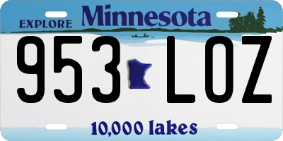 MN license plate 953LOZ
