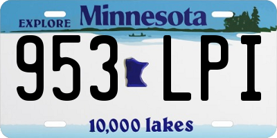 MN license plate 953LPI