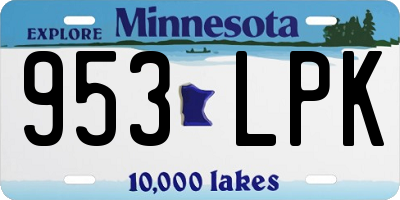 MN license plate 953LPK