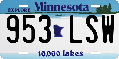 MN license plate 953LSW