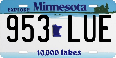 MN license plate 953LUE
