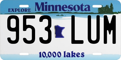 MN license plate 953LUM