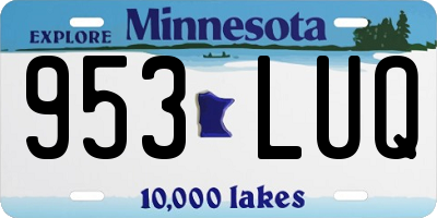 MN license plate 953LUQ