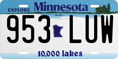 MN license plate 953LUW