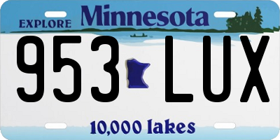 MN license plate 953LUX