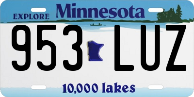 MN license plate 953LUZ