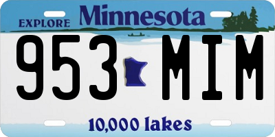 MN license plate 953MIM