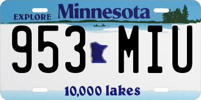 MN license plate 953MIU