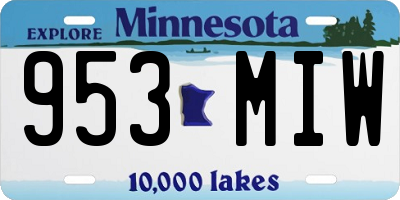 MN license plate 953MIW