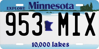 MN license plate 953MIX