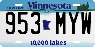 MN license plate 953MYW