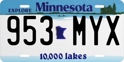 MN license plate 953MYX