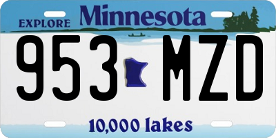 MN license plate 953MZD