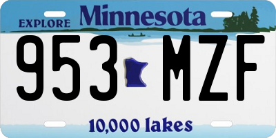 MN license plate 953MZF