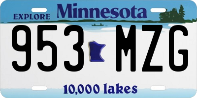 MN license plate 953MZG