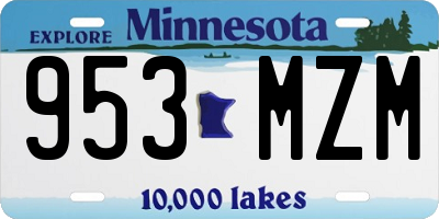 MN license plate 953MZM