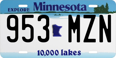 MN license plate 953MZN
