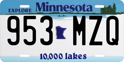 MN license plate 953MZQ