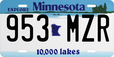 MN license plate 953MZR