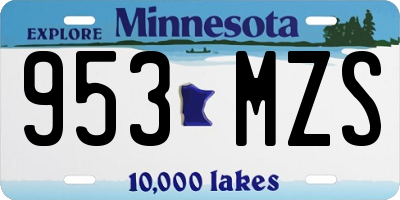 MN license plate 953MZS