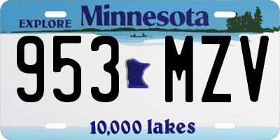 MN license plate 953MZV