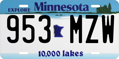 MN license plate 953MZW