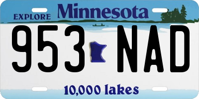 MN license plate 953NAD