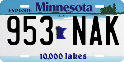 MN license plate 953NAK