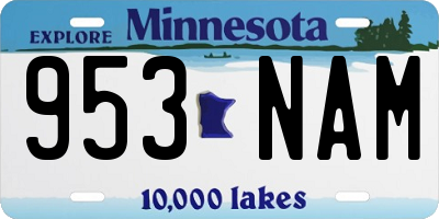 MN license plate 953NAM