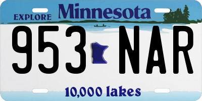 MN license plate 953NAR