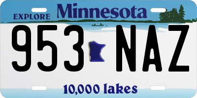 MN license plate 953NAZ