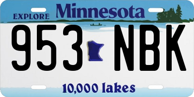 MN license plate 953NBK