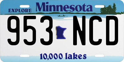 MN license plate 953NCD