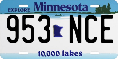 MN license plate 953NCE