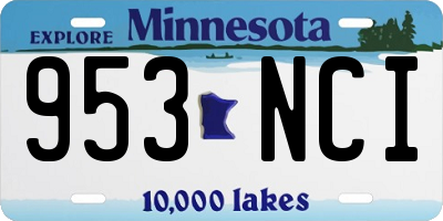 MN license plate 953NCI
