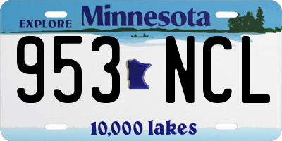 MN license plate 953NCL