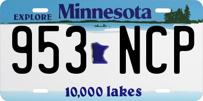 MN license plate 953NCP