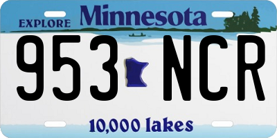 MN license plate 953NCR