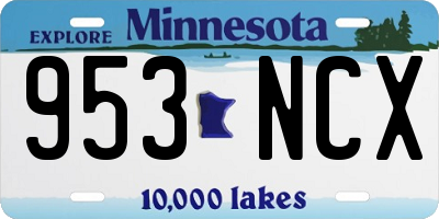 MN license plate 953NCX