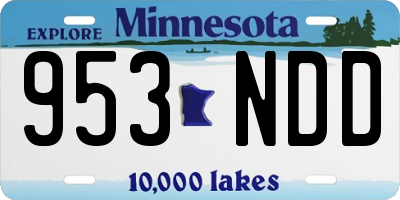 MN license plate 953NDD