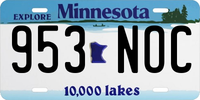 MN license plate 953NOC