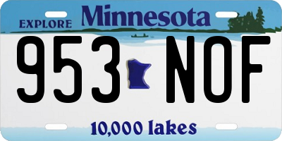 MN license plate 953NOF